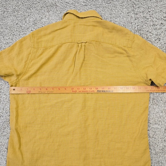 32 Bar Blues‎ Shirt Men Large Yellow Short Sleeve Cotton Button Front Resort - Picture 10 of 12